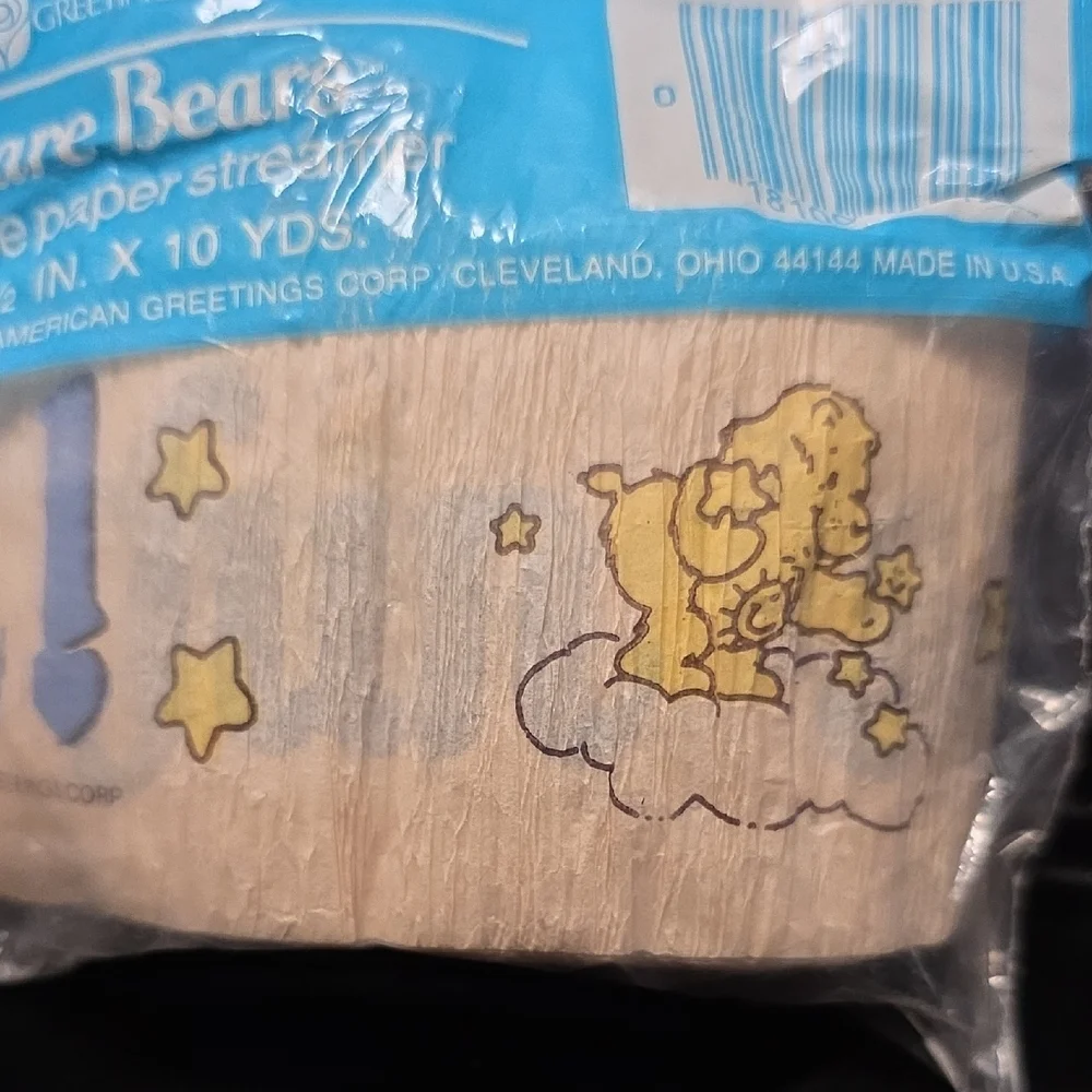 American Greetings Care Bears Blue and Yellow Crepe Paper Streamer